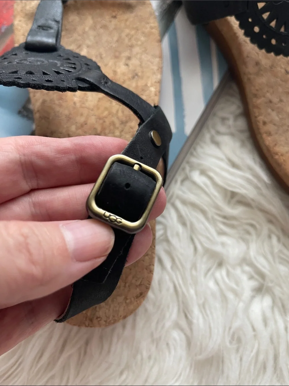 UGG Ayden II Women's Black Cork Thong Sandals